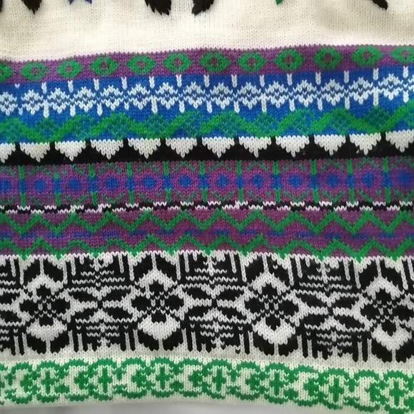 Vintage Embroidered Chunky Knit Sweater Norway Grandma Geometric Floral Medium - Picture 11 of 17